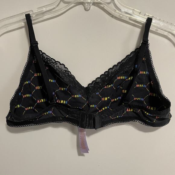 Savage X Fenty Cotton Essentials Bralette Pride Bra Black Caviar Rainbow XL - Picture 3 of 5